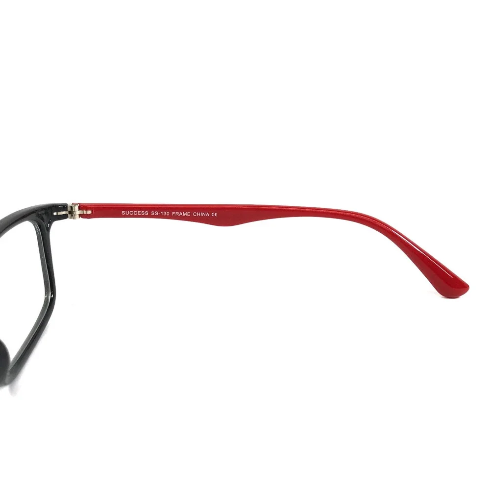 Success Eyeglasses Frames SS-130 BLACK/RED Rectangle Full Rim 53-17-140
